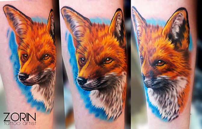 Tattoo on forearm fox realism