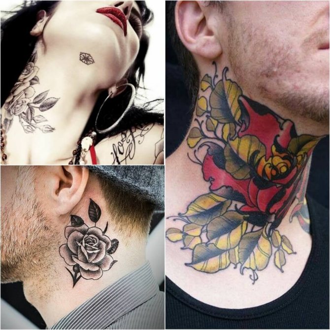 Tatouage sur le cou - Tatouage sur le cou - Signification du tatouage sur le cou - Tatouage sur le cou Rose