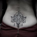 Lotus tattoo on the back for girls