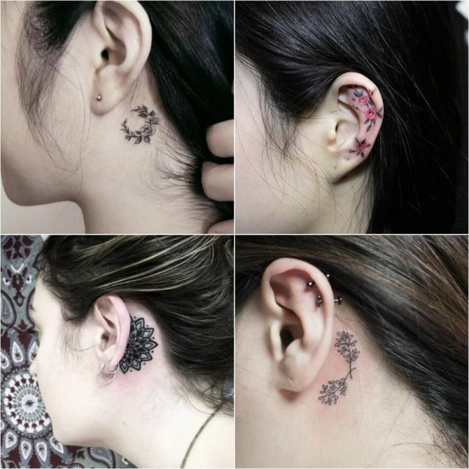 Tatouage oreille - Tatouage oreille - Tatouage derrière l'oreille - Tatouage oreille femme