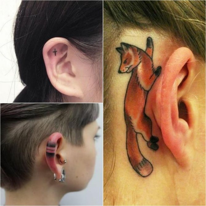 Tatouage sur l'oreille - Tatouage d'oreille - Tatouage derrière l'oreille - Tatouage d'oreille féminin