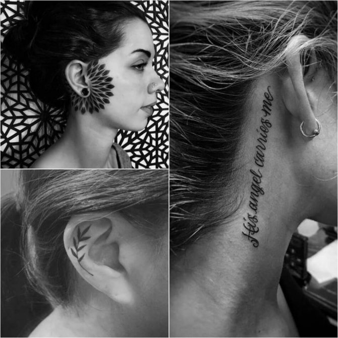 Tatouage sur l'oreille - Tatouage sur l'oreille - Tatouage derrière l'oreille - Tatouage sur l'oreille féminine