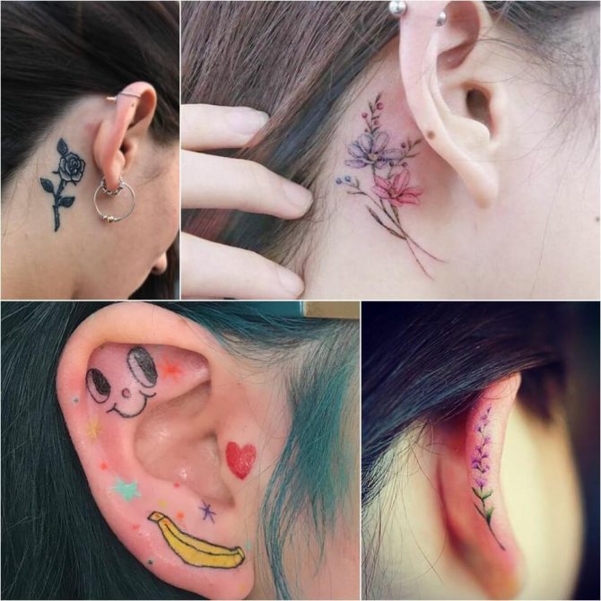 Tatouage oreille - Tatouage oreille - Tatouage derrière l'oreille - Tatouage oreille femme