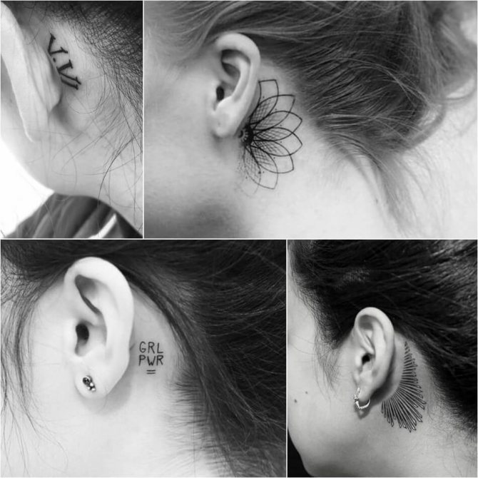 Tatouage oreille - Tatouage oreille - Tatouage derrière l'oreille - Tatouage oreille femme