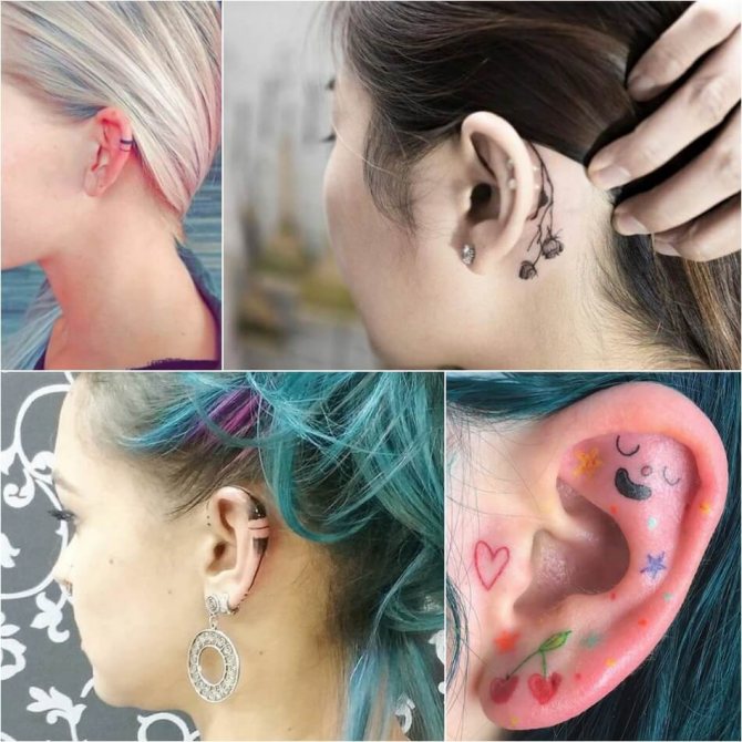 Tatouage oreille - Tatouage oreille - Tatouage derrière l'oreille - Tatouage oreille femme