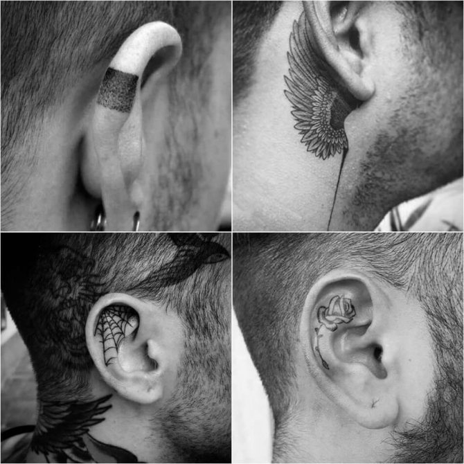 Tatouage sur l'oreille - Tatouage sur l'oreille - Tatouage derrière l'oreille - Tatouage masculin sur l'oreille