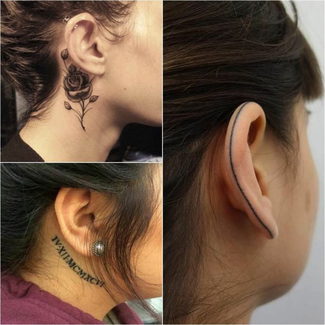 Tatouage sur l'oreille - Tatouage de l'oreille - Tatouage derrière l'oreille