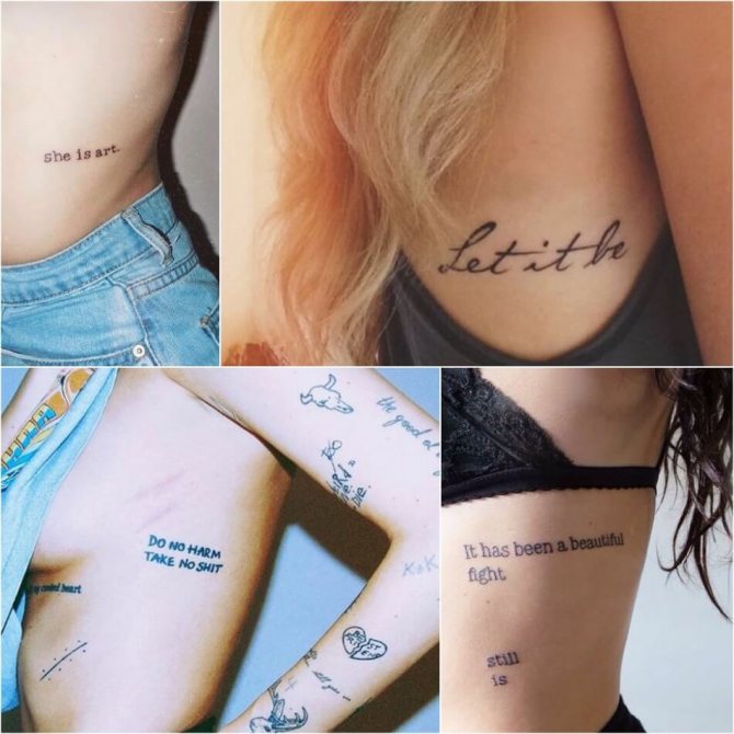 Inscription de tatouage pour les filles - inscription de tatouage sur les côtes féminines