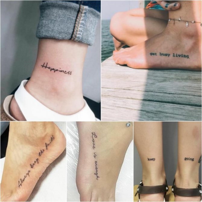 Tätoveeringu kiri tüdrukutele - naissoost tätoveering jalgadele