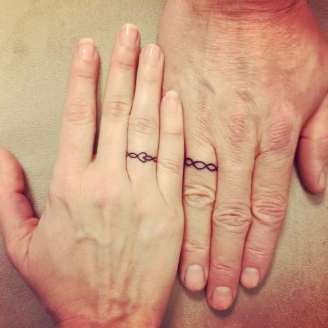 Tetování snubního prstenu s nekonečnem