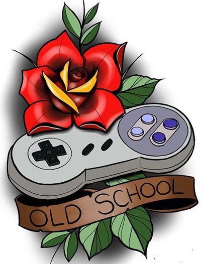 Un tatouage old school. Croquis masculins, pour filles, noir et blanc, couleur