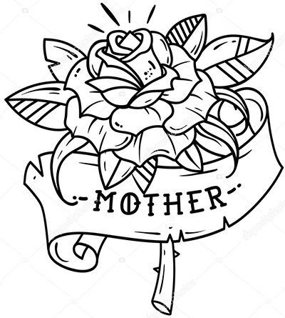 Un tatouage old school. Croquis masculins, pour filles, noir et blanc, couleur