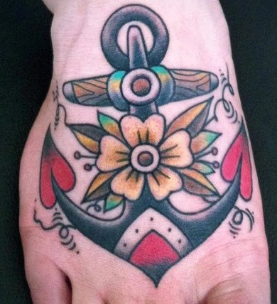 Un tatouage old school. Croquis pour hommes, pour filles, noir et blanc, couleur