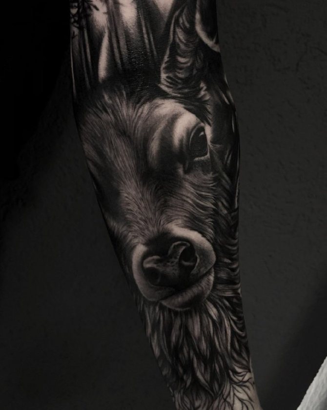 tatouage de cerf sur la main