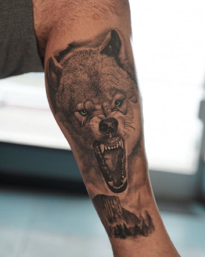 tatouage de sourire de loup