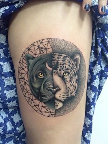 Tattoo panther for girls. Meaning, photo, on the arm, leg, shoulder, back, lower back