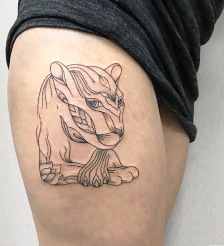 Tatouage panthère pour filles. Signification, photo, sur bras, jambe, épaule, dos, bas du dos