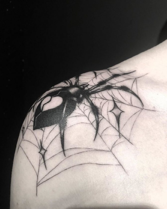 Tatouage d'une toile d'araignée sur le bras