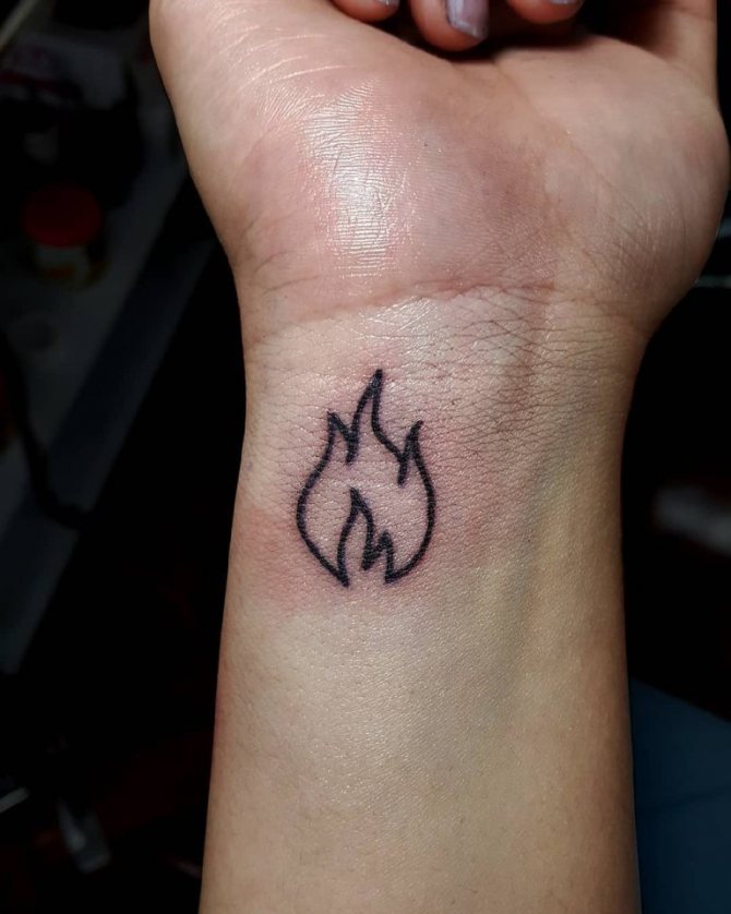 tatouage flamme sur la main