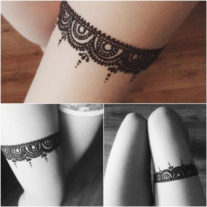 Tatouage jarretière (83 photos) - signification, croquis pour filles sur cuisse, jambe