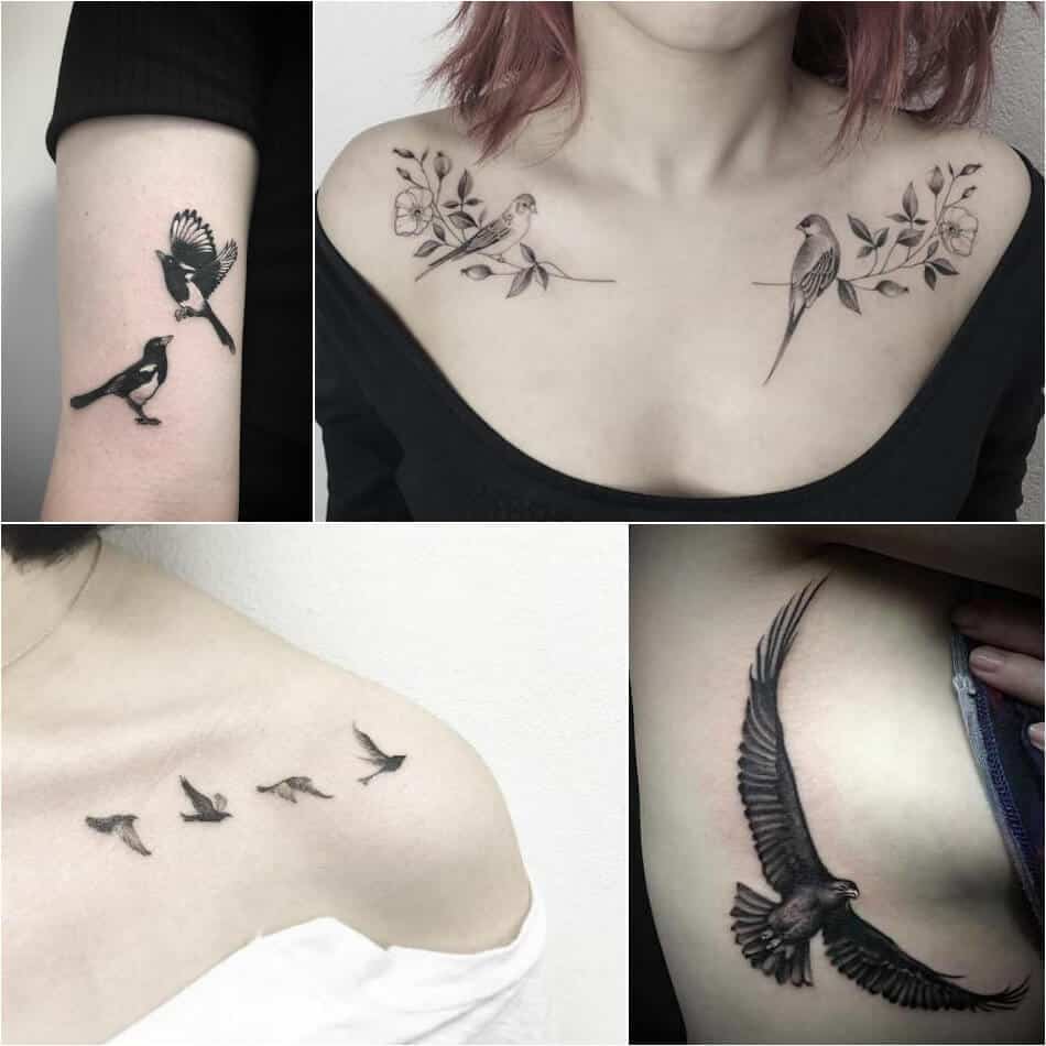 photo du tatouage d'un oiseau