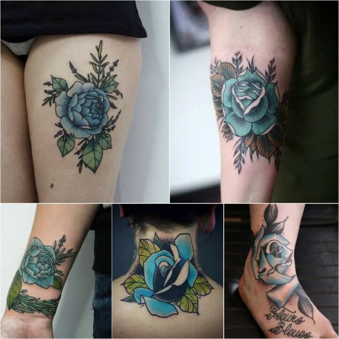 Tatuaje rosa - Tatuaje color rosa significado - Tatuaje rosa azul