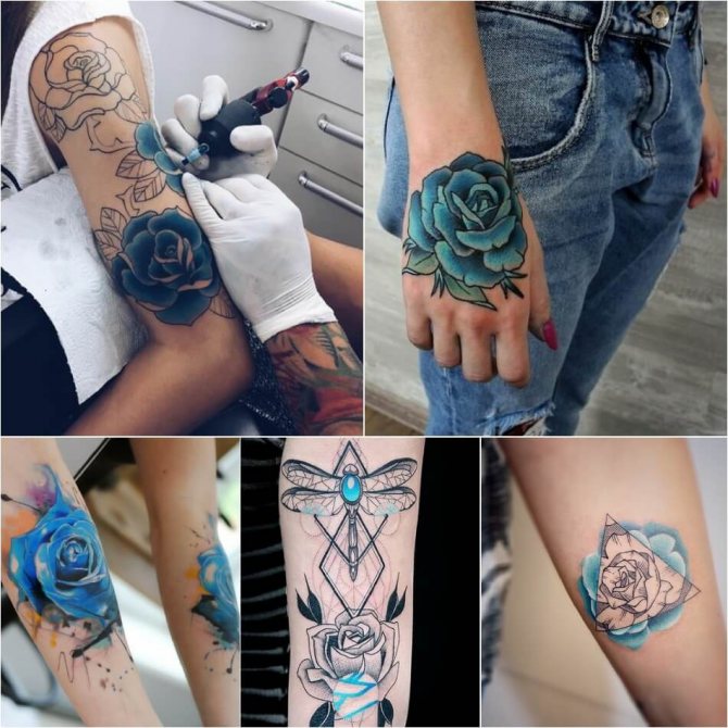 Tatuaje rosa - Tatuaje rosa significado del color - Tatuaje rosa azul