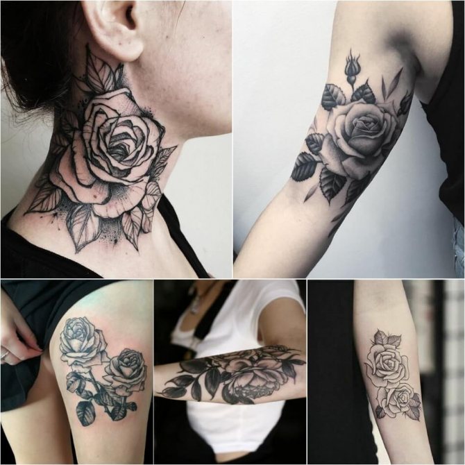 Tattoo Rose - significato del tatuaggio della rosa - tatuaggio della rosa con foglie