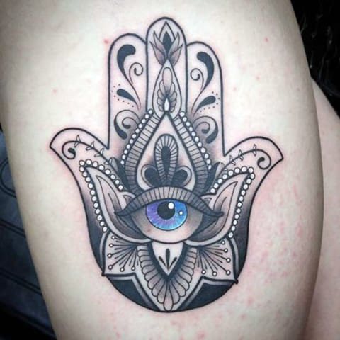 Tattoo of Fatima Hand with Eye