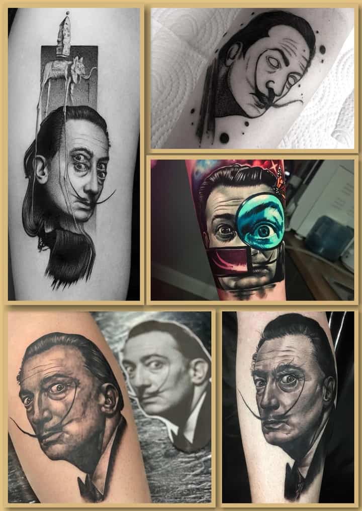 Tatouage avec le portrait de Salvador Dali
