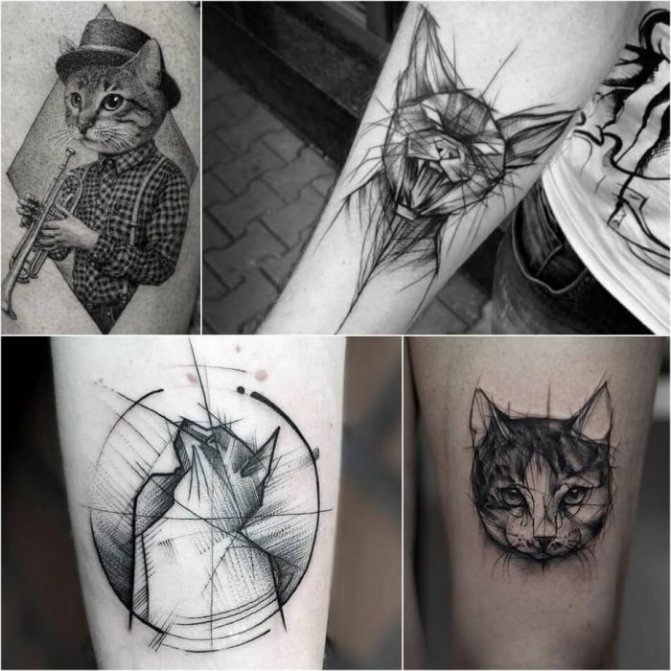 Tatouage d'animaux - Tatu-kot-Tatu-kot-geometriya-Tatuirovka-koshka-geometriya tatouage avec des animaux - Tatu-kot-Tatu-kot-geometriya-Tatuirovka-koshka-geometriya