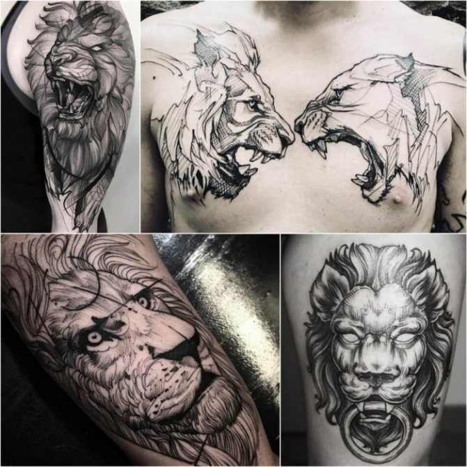 Tatouage avec animaux - tatouage lion - tatouage animaux sauvages - tatouage lion