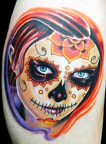 Татуировка на Santa Muerte при жени, мъже. Значение, дизайн, снимки