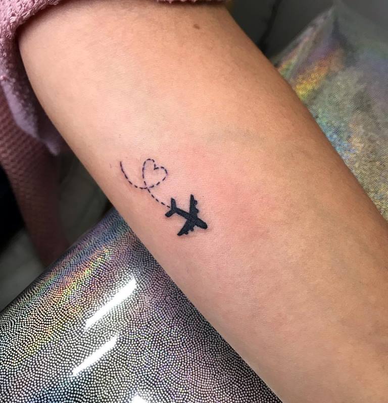 airplane heart tattoo