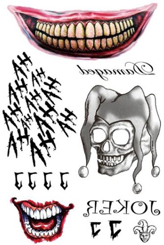 Tattoo Joker's Smile on his arm. Sketches, photo