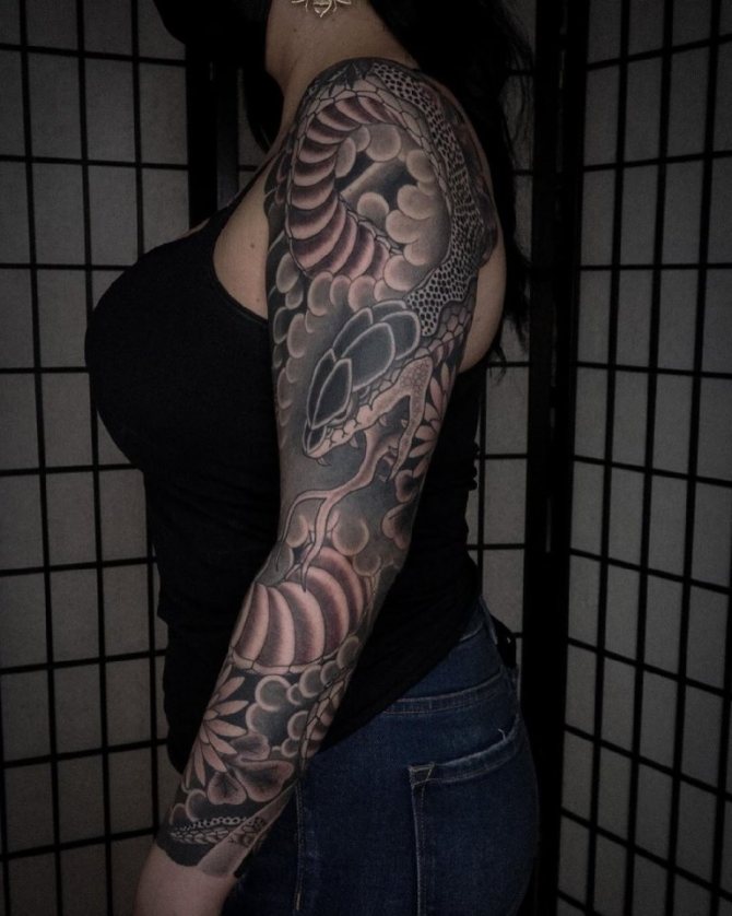 Japanese style tattoo on hand