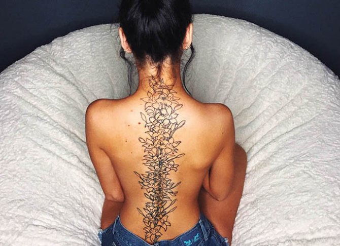 Tetoválás a gerinc mentén a lányoknál. Ceres, vázlatok