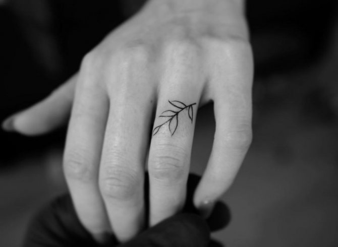 tatuaggio di un ramoscello con foglie sulla mano