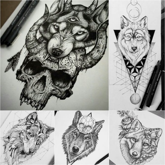 Tattoo Wolf - Esquisses de Tattoo Wolf - Esquisses de Tattoo avec Wolf