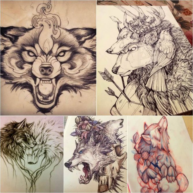 Tattoo Wolf - Esquisses de Tattoo Wolf - Esquisses de Tattoo avec Wolf