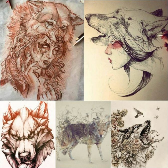 Tattoo Wolf - Esquisses de Tattoo Wolf - Esquisses de Tattoo avec Wolf