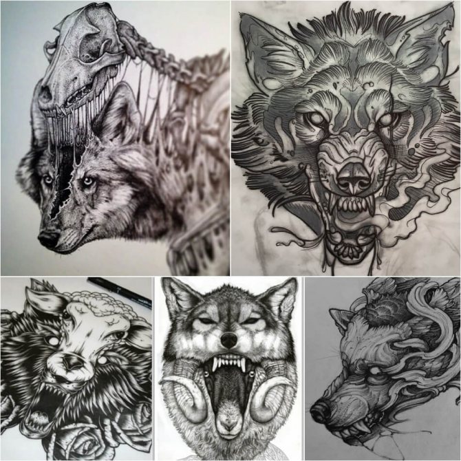 Tattoo Wolf - Esquisses de Tattoo Wolf - Esquisses de Tattoo avec Wolf
