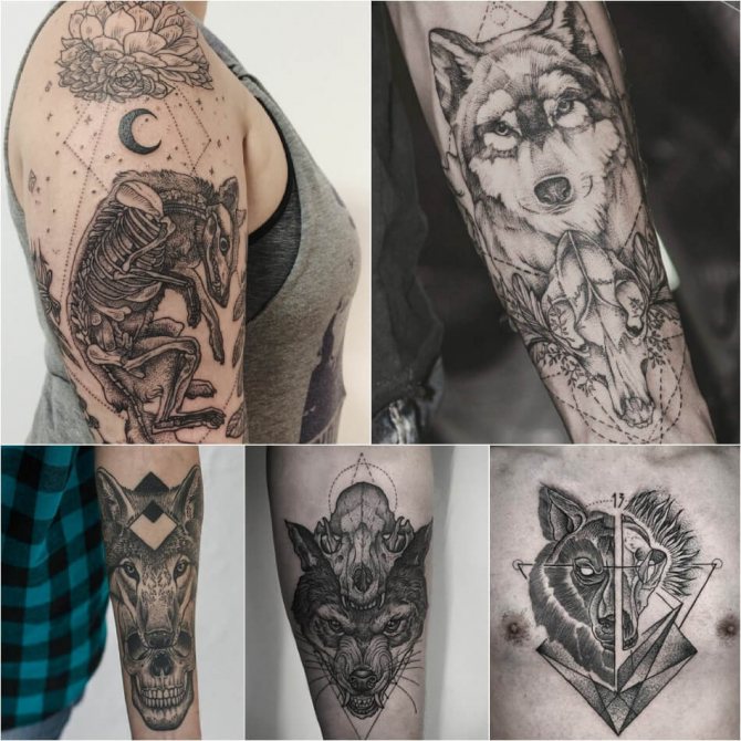 Tattoo loup - Subtilité du tatouage loup - Tattoo loup et crâne - Signification du tatouage loup et crâne