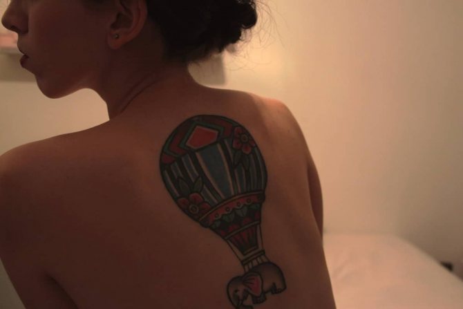 Tatuaje de un globo en la espalda