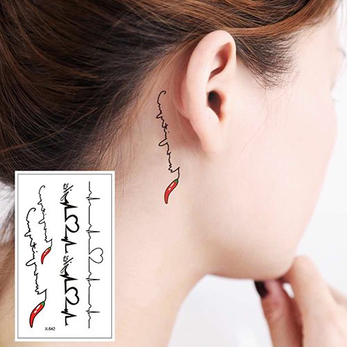 Tatouage derrière l'oreille pour les filles. Photo, croquis, sens