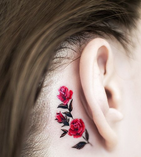 Tattoo behind the ear for girls. Photos, sketches, meaning