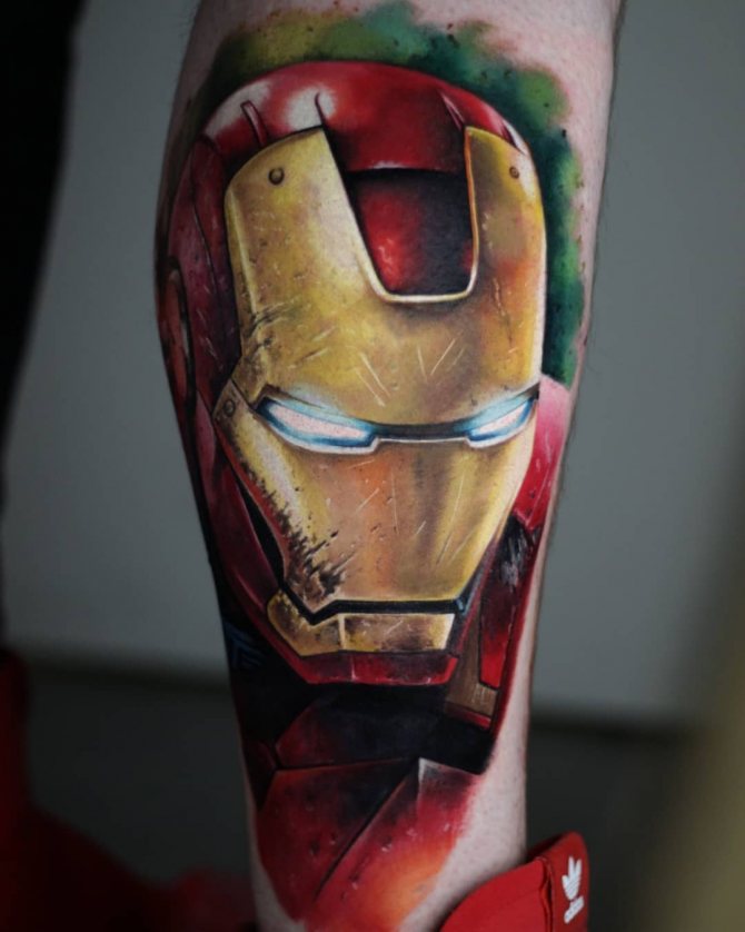 Tattoo Iron Man in an Old Suit