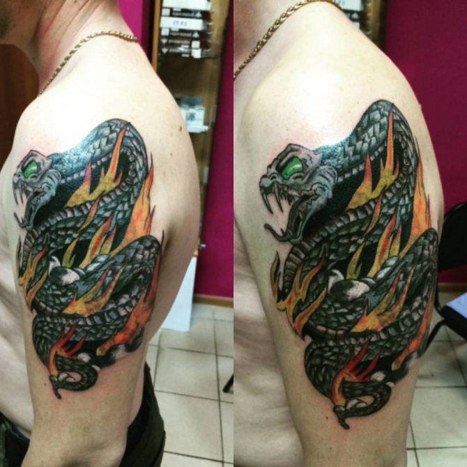Tatouage de serpent en feu