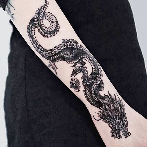 Tatouage d'un dragon. Photo, signification, croquis pour filles, hommes. Photo