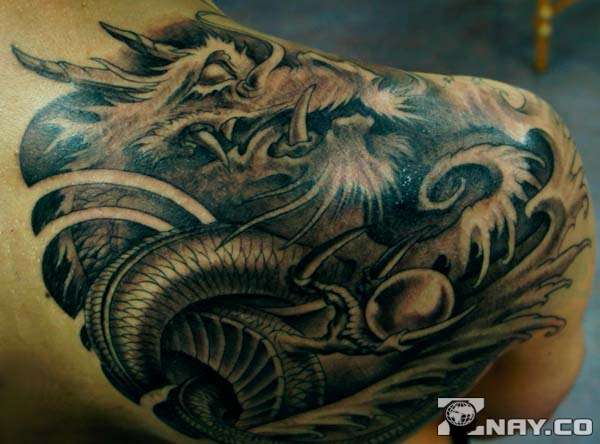 Dragon tattoo on a guy's back